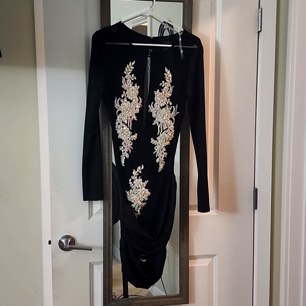 Black sequenced midi dress size large